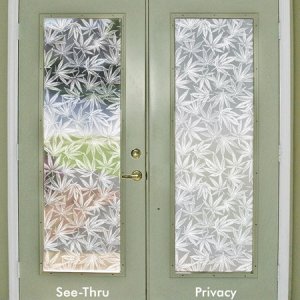 decorate French doors with Cannabis Leaf window film.
