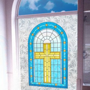 Cannabis Leaf & Christian window decor