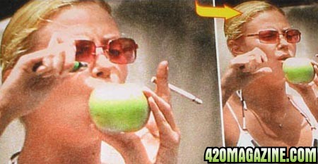 Charlize Theron Smoking Apple