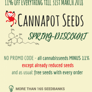 Cannapot spring special 2018 - discount for all cannabisseeds at Cannapot