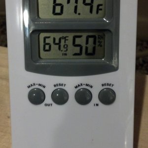 7/12, 9:40am hygrometer - thermo: 50%, temp 67F