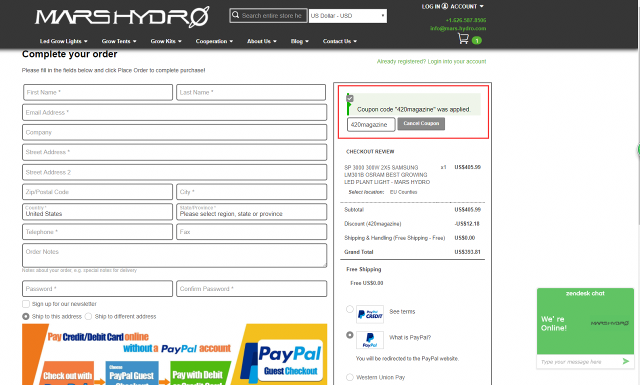 How to use coupon code on Mars Hydro website