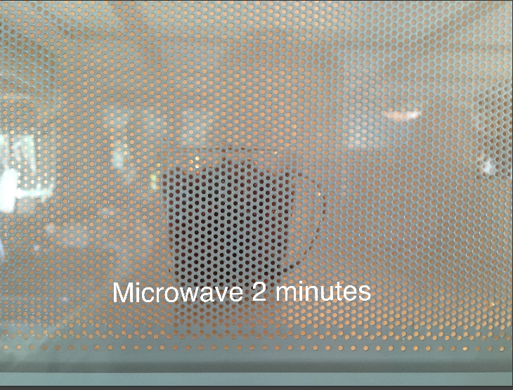 Microwave for 2 minutes, undisturbed.