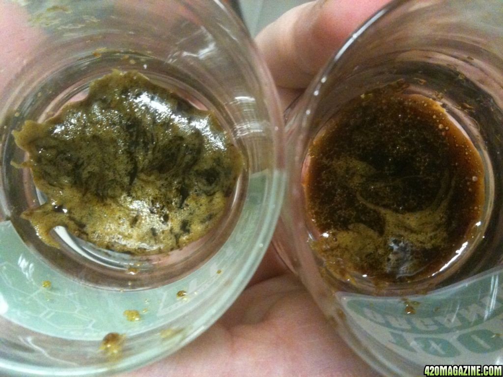 Skunk oil on left and Strawberry Cough oil on the right