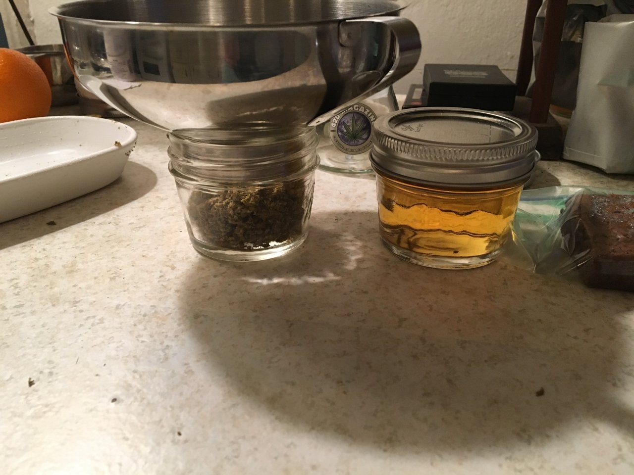 You’ll have a jar of bud and a jar with slightly more alcohol.