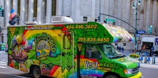 A mobile dispensary parked on a Manhattan street New York marijuana